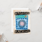 Carte de voeux de machine à laver (Devant/Arrière en situation)