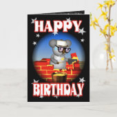 Carte de voeux de maçon de koala de joyeux (Fleur jaune)