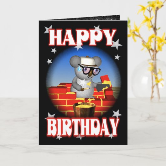 Carte de voeux de maçon de koala de joyeux (Fleur jaune)