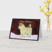 Carte de voeux de Malamute d'Alaska de joyeux (Fleur jaune)