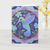 Carte de voeux de mandala de colibri (Fleur jaune)