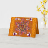 CARTE DE VOEUX DE MANDALA "DE ROTATION D'ARBRE" (Fleur jaune)