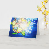 Carte de voeux de mandala de tortue (Fleur jaune)