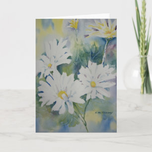 Carte de voeux de marguerites au printemps
