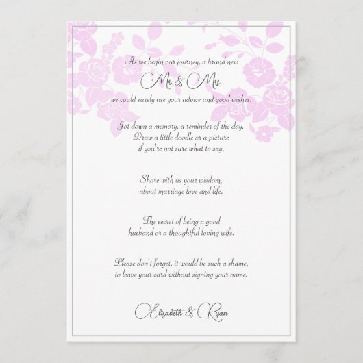 Carte de Vœux de Mariage et Conseils d'Amour et de (Devant)