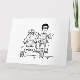 Carte de vœux de mariage personnalisée pour motard