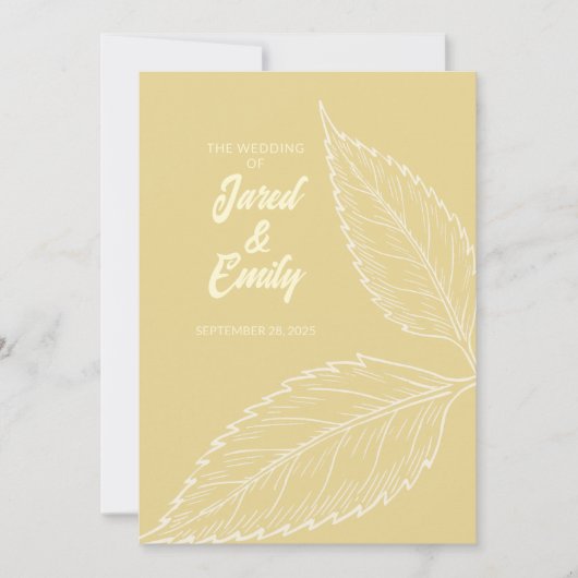 Carte de vœux de mariage plate en or doux (Devant)