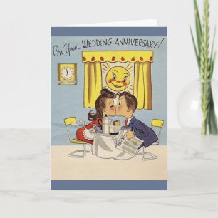 Carte de vœux de mariage rétro pour anniversaire d