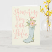 Carte de vœux de mariage rose et bleu (Fleur jaune)