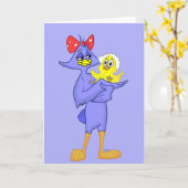 Carte de voeux de mère et de bébé d'oiseau (Fleur jaune)