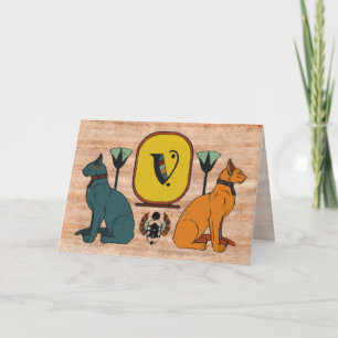 Carte de voeux de monogramme de cartouche de chat