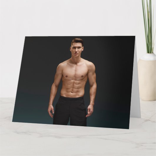 Carte de voeux de monsieur Black Shorts Hot Guy (Devant)