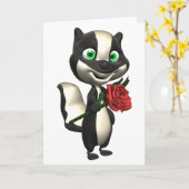 Carte de voeux de mouffette et de rose rouge (Fleur jaune)