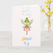 Carte de Vœux de Naissance de Bébé Fée Mignonne - (Fleur jaune)