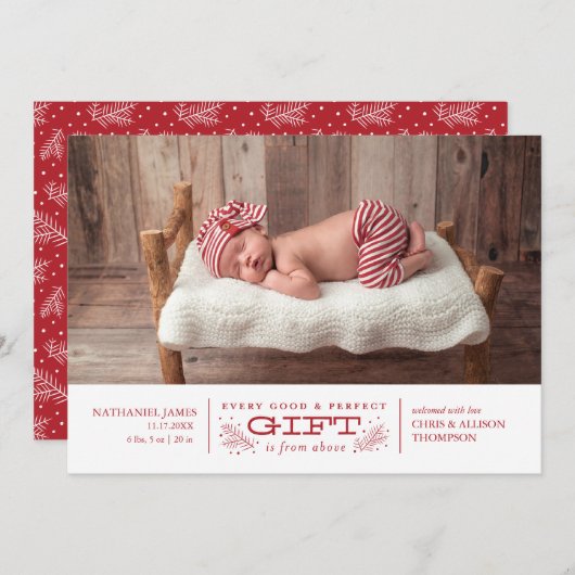 Carte de vœux de naissance pour Noël (Devant / Derrière)