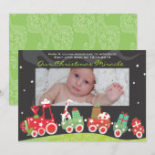 Carte de vœux de naissance Train de Noël Bébé Anno (Devant / Derrière)