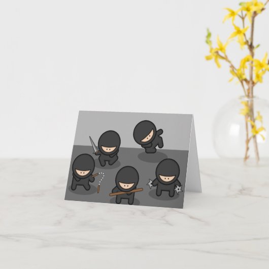 Carte de voeux de Ninja ou carte de note (blanc à (Fleur jaune)