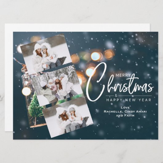 Carte de vœux de Noël 3 Photo (Devant / Derrière)