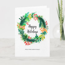 Carte de vœux de Noël à aquarelle Couronne