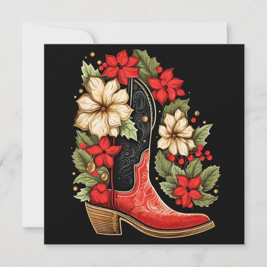 carte de vœux de Noël à bottes de cowboy (Devant)