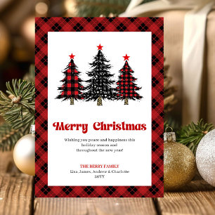 Carte de vœux de Noël à carreaux de Buffalo modern