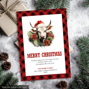Carte de vœux de Noël à carreaux occidentaux moder