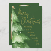 Carte de vœux de Noël à l'aquarelle verte (Devant / Derrière)