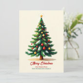 Carte de vœux de Noël à l'arbre en aquarelle (Debout devant)