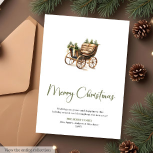Carte de vœux de Noël à motif botanique festif