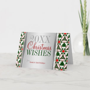 Carte de vœux de Noël à motif rouge et vert de hou
