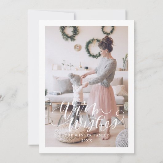 Carte de vœux de Noël à plat avec des vœux chaleur (Devant)