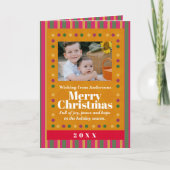 Carte de vœux de Noël à rayures pour la famille (Devant)