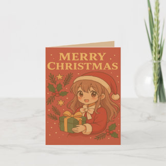 Carte de voeux de Noël à thème mignonne Anime