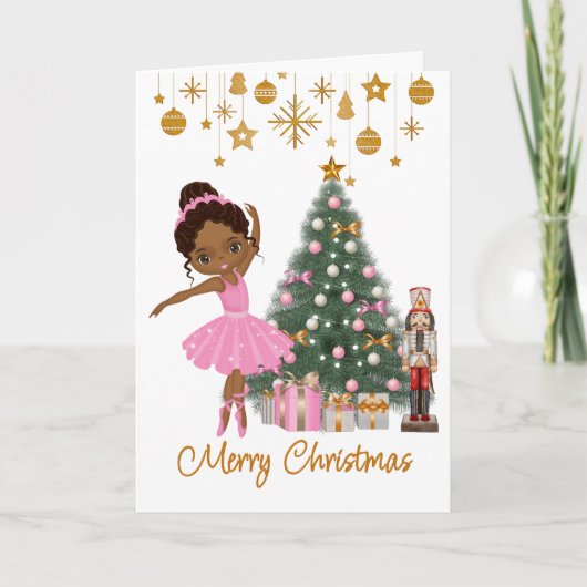 Carte de voeux de Noël afro-américaine Ballerina (Devant)