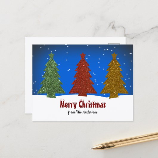 Carte de vœux de Noël arbre (Devant/Arrière en situation)