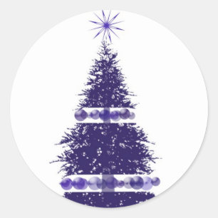 Carte de voeux de Noël Arbre bleu Stickers