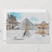 Carte de vœux de Noël au Louvre aquarelle – Élégan (Devant)