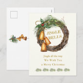 Carte de vœux de Noël au pin houx Jingle Bells (Devant / Derrière)