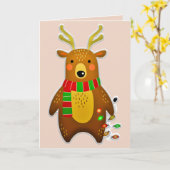 carte de vœux de Noël au renne (Fleur jaune)