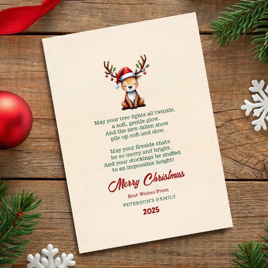 Carte de vœux de Noël au renne à l'aquarelle