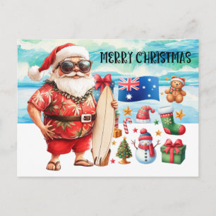 Carte de vœux de Noël australienne avec Santa en é