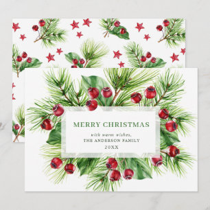 Carte de vœux de Noël aux baies de houx festives