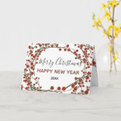 Carte de vœux de Noël aux baies rouges (Fleur jaune)