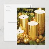 Carte de vœux de Noël aux chandelles dorées (Devant / Derrière)
