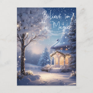 Carte de vœux de Noël aux lumières magiques et fes