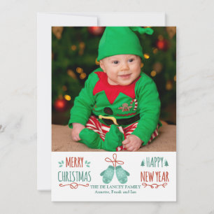Carte de vœux de Noël aux mitaines de Noël