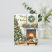 Carte de vœux de Noël avec arbre de Noël et chemin (Debout devant)