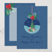 Carte de vœux de Noël avec arbre et cadeaux (Devant / Derrière)