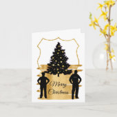 Carte de vœux de Noël avec badge d'agent de police (Fleur jaune)