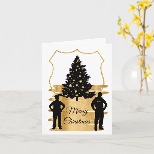 Carte de vœux de Noël avec badge de policier (Fleur jaune)